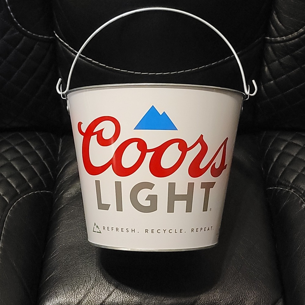 Coors Light Beer Bottle Service Handled Galvanized Metal 5 Quart Ice Bucket Pail